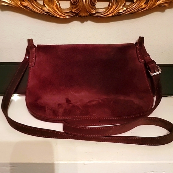 CELINE Lefebure Bordeaux Suede Saddle Bag - Picture 10 of 14